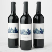 Étiquette Pour Bouteilles De Vin Pine d'hiver Forêt de neige Mariage d'aquarelle (Bouteilles)