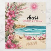 Étiquette Pour Bouteilles De Vin Pink Beach Wedding Shower (Étiquettes simples)