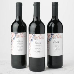 Étiquette Pour Bouteilles De Vin Pink Floral M. et Mme Mariage botanique
