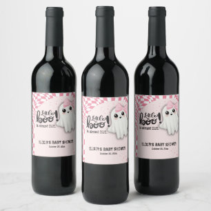 Étiquette Pour Bouteilles De Vin Pink Ghost Little Boo est presque dû Baby shower