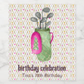 Étiquette Pour Bouteilles De Vin Pink Green Masters Golf Anniversaire (Étiquettes simples)