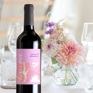 Étiquette Pour Bouteilles De Vin Pink Pastel Abstrait Art Mariage Vin Étiquette