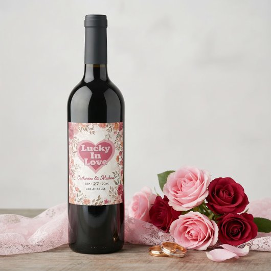 Étiquette Pour Bouteilles De Vin Pink & Red Romantic Rose Spring Floral Wedding
