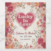 Étiquette Pour Bouteilles De Vin Pink & Red Romantic Rose Spring Floral Wedding (Étiquettes simples)