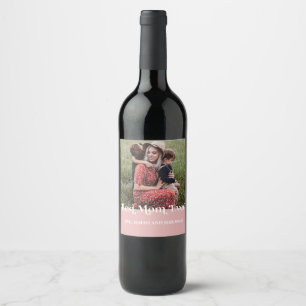 Étiquette Pour Bouteilles De Vin Pink Retro Meilleure maman toujours une image pers