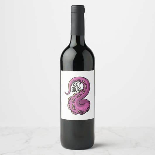 Étiquette Pour Bouteilles De Vin Pink Tentacle (Devant)