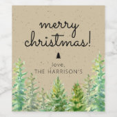 Étiquette Pour Bouteilles De Vin Pins rustiques Joyeux Noël (Étiquettes simples)