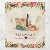 Étiquette Pour Bouteilles De Vin Pique-nique Estival Fleurs Aquarelle (Étiquettes simples)