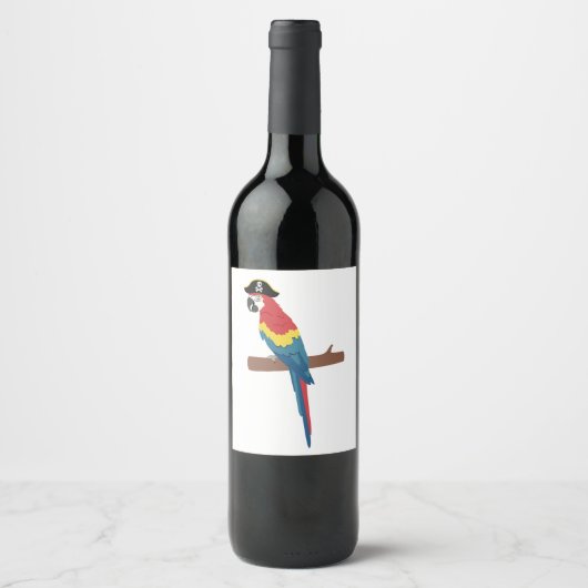 Étiquette Pour Bouteilles De Vin Pirate Scarlet Macaw (Devant)
