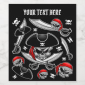 Étiquette Pour Bouteilles De Vin Pirate Skull avec Sabres croisés (Étiquettes simples)