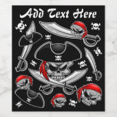 Étiquette Pour Bouteilles De Vin Pirate Skull avec Sabres croisés (Étiquettes simples)