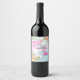 Étiquette Pour Bouteilles De Vin Piscine tropicale