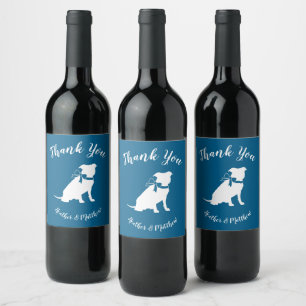 Étiquette Pour Bouteilles De Vin Pit Bull Chien Baby shower Blue Boy Pitbull