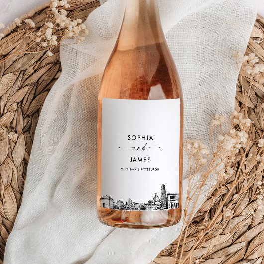 Étiquette Pour Bouteilles De Vin Pittsburgh Skyline