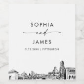 Étiquette Pour Bouteilles De Vin Pittsburgh Skyline (Étiquettes simples)