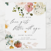 Étiquette Pour Bouteilles De Vin PixDezines Boho H2 - Fleurs de jardin d'automne (Étiquettes simples)