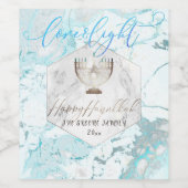 Étiquette Pour Bouteilles De Vin PixDezines Love+Light Hanoukka, Marbre (Étiquettes simples)