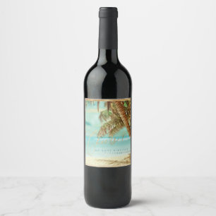 Étiquette Pour Bouteilles De Vin PixDezines Plage vintage, palmiers tropicaux