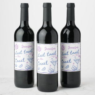 Étiquette Pour Bouteilles De Vin Plage Dernier Toast sur la Côte Bachelorette Party
