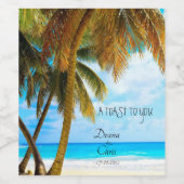 Étiquette Pour Bouteilles De Vin Plage, Palmiers, Mariage Océan (Étiquettes simples)
