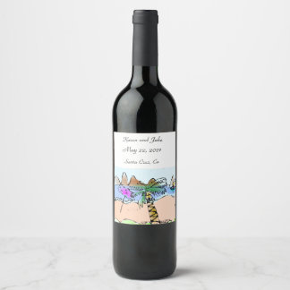 Étiquette Pour Bouteilles De Vin Plage Scène Mariage Vin Étiquette