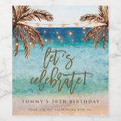 Étiquette Pour Bouteilles De Vin Plage tropicale bouteille d'été fête d'anniversair (Étiquettes simples)