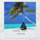 Étiquette Pour Bouteilles De Vin Plage tropicale, Sable, Palm (Étiquettes simples)
