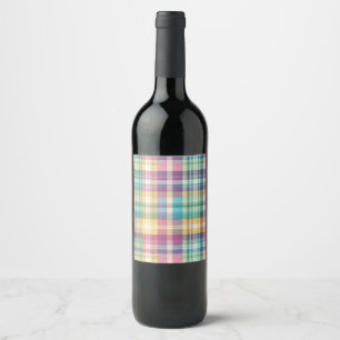 Étiquette Pour Bouteilles De Vin Plaid au printemps/Pâques/tartan