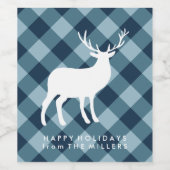 Étiquette Pour Bouteilles De Vin Plaid bleu et bâton blanc | Vacances (Étiquettes simples)