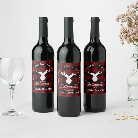 Étiquette Pour Bouteilles De Vin Plaid de buffle rouge et noir