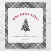 Étiquette Pour Bouteilles De Vin Plaid Warm Warm Spruce Tree Noël (Étiquettes simples)
