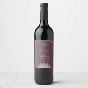 Étiquette Pour Bouteilles De Vin Plum d'aubergine et mariage floral rose