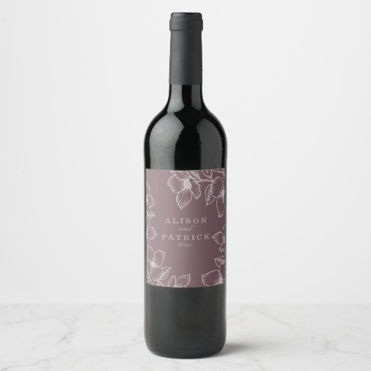 Étiquette Pour Bouteilles De Vin Plum moderne violet floral (Devant)