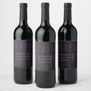 Étiquette Pour Bouteilles De Vin Plum violet minimaliste Gras Type Mariage