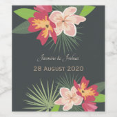 Étiquette Pour Bouteilles De Vin Plumeria et feuilles tropicales (Étiquettes simples)