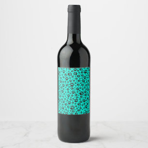 Étiquette Pour Bouteilles De Vin Poches de chien noir et blanc Pointe Polka sur cya