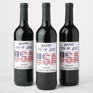 Étiquette Pour Bouteilles De Vin Pochoir de drapeau américain 4 juillet étoiles et