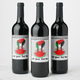 Étiquette Pour Bouteilles De Vin Poing de résistance palestinienne sur le symbole d