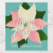 Étiquette Pour Bouteilles De Vin Poinsettia rose (Étiquettes simples)