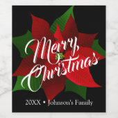 Étiquette Pour Bouteilles De Vin Poinsettia rouge (Étiquettes simples)