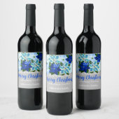 Étiquette Pour Bouteilles De Vin Poinsettias Bleues (Bouteilles)