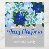Étiquette Pour Bouteilles De Vin Poinsettias Bleues (Étiquettes simples)