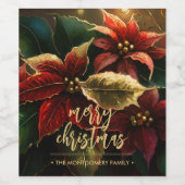 Étiquette Pour Bouteilles De Vin Poinsettias Joyeux Noël (Étiquettes simples)