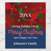 Étiquette Pour Bouteilles De Vin Poinsettias rouges (Étiquettes simples)