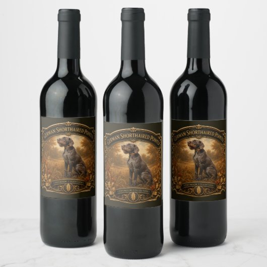 Étiquette Pour Bouteilles De Vin Pointer allemand à poil dur (Bouteilles)