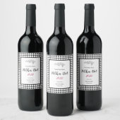 Étiquette Pour Bouteilles De Vin Points blancs minimaux sur fond noir uni (Bouteilles)
