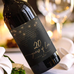 Étiquette Pour Bouteilles De Vin Points forts Gold 20th Anniversary ID1165
