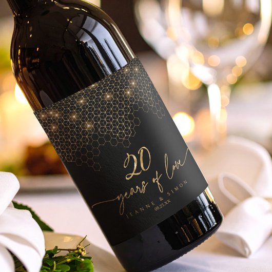 Étiquette Pour Bouteilles De Vin Points forts Gold 20th Anniversary ID1165