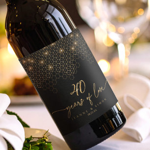 Étiquette Pour Bouteilles De Vin Points forts Gold 40th Anniversary ID1165
