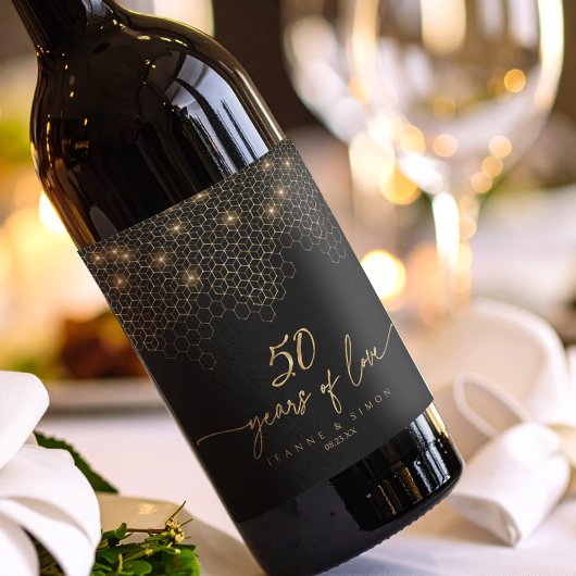 Étiquette Pour Bouteilles De Vin Points forts Gold 50th Anniversary ID1165